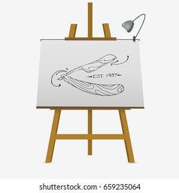 Retro razor hand drawn vector illustration. lyre easel  drawing