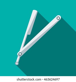 Retro razor icon in flat style on a turquoise background