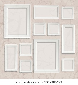 Retro realistic photo frame on white background. Vintage template vector illustration. Template photo design.