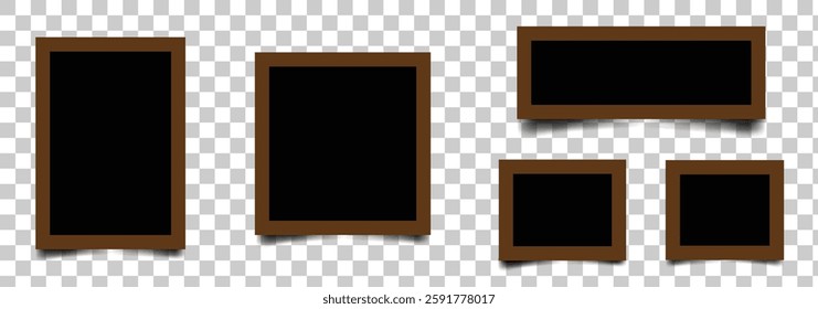 Retro realistic  photo frame placed on transparent background. Template photo design. set of empty photo frame icon. vector illustration eps 888.
