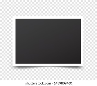 Retro realistic photo frame with shadow vector mockup placed on transparent background - stock vector.