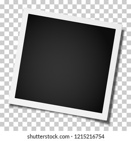 Retro realistic square photo frame placed on transparent. Vector template photo design.