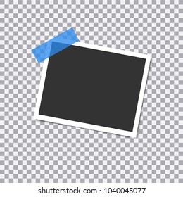 Retro realistic vector photo frame placed on transparent background.