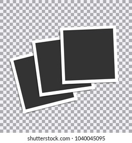 Retro realistic vector photo frame placed on transparent background.