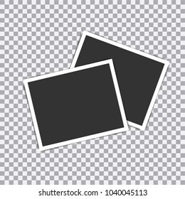 Retro realistic vector photo frame placed on transparent background.
