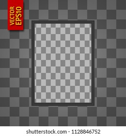 Retro realistic vector photo frame placed on transparent background. Template photo design. Vector illustration 