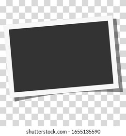 Retro realistic vector photo frame placed horizontally on transparent background. Template photo design.