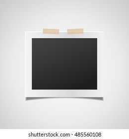 Retro realistic vector photo frame placed on white background. Template photo design.