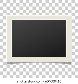 Retro realistic vector photo frame placed on transparent background. Template photo design.
