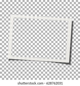 Retro realistic vector photo frame with shadow effect isolated on transparent background. Template photo design.