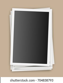 Retro realistic vector photo frame placed on transparent background. Template photo design.
