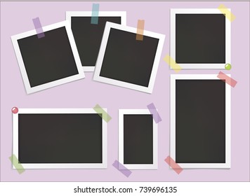 Retro realistic vector photo frame. Template photo design.