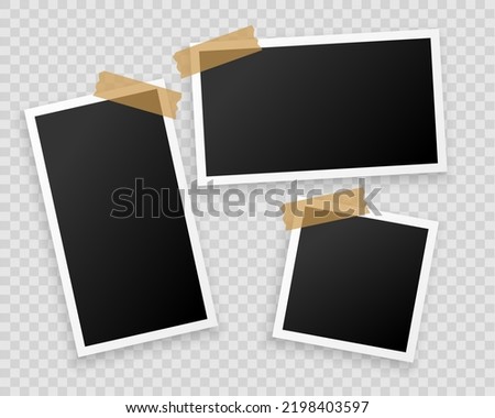 Retro realistic vector photo frame placed on transparent background. Template photo design. Frames on wall. Photo or picture painting art gallery in interior vector
