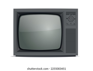 Retro Realistic Wide TV Set from 80s or 90s. Vector illustration.