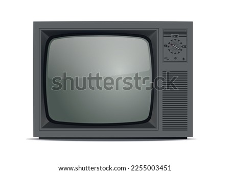 Retro Realistic Wide TV Set from 80s or 90s. Vector illustration.