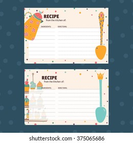 Retro recipe cards. Cute vector.