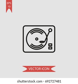 Retro record player vector icon, illustration symbol