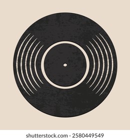 Retro record vinyl disc with grunge texture. Vector illustration