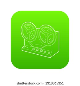 Retro recorder icon green vector isolated on white background