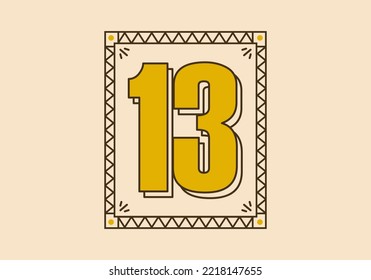 Marco de rectángulo retro con el número 13