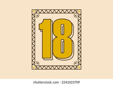 Retro rectangle frame with number 18 on it