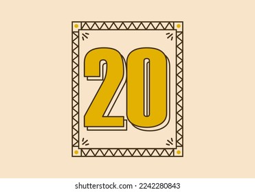 Retro rectangle frame with number 20 on it