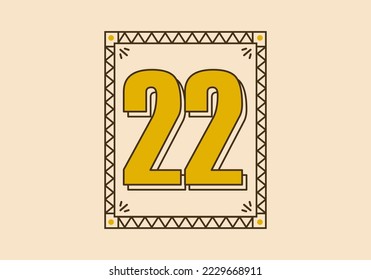 Retro rectangle frame with number 22 on it