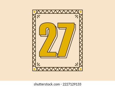 Retro rectangle frame with number 27 on it