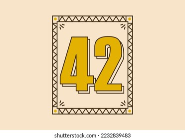 Retro rectangle frame with number 42 on it