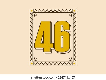 Retro rectangle frame with number 46 on it