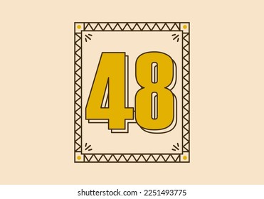 Retro rectangle frame with number 48 on it