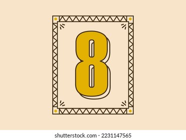 Retro rectangle frame with number 8 on it