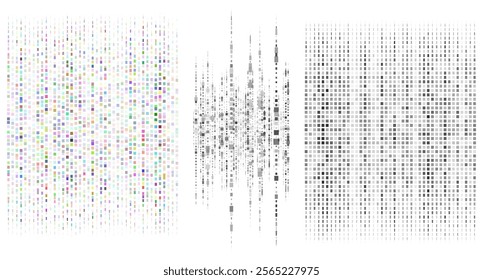 Retro Rectangle Geometric Halftone Gradient Pattern with Colorful Dotted Pattern Elements. Retro inspired halftone background featuring dotted patterns, gradient transitions, unique abstract effects