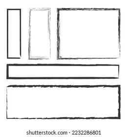 Retro rectangular brush frames. Brush texture. Edge frame. Grunge texture. Vector illustration. stock image. 
