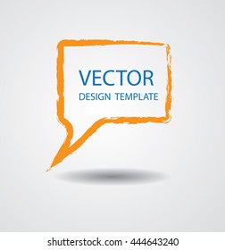 Retro Rectangular Bubble Speech Icon. Grunge Brush Stroke. Vector.