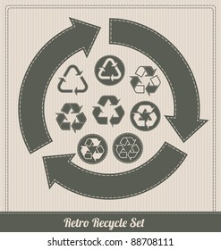 Retro Recycle Symbol Set