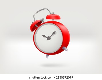 Retro red alarm clock. 3d vector illustration