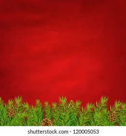 Fondo Rojo Retro Y Árbol De Par Con Malla De Gradiente, Ilustración Vectorial