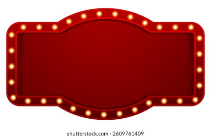 Retro red banner with glowing lights