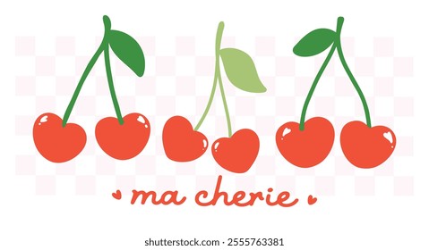 Retro Red Cherries banner Ma Chérie Minimal Flat Design Collection