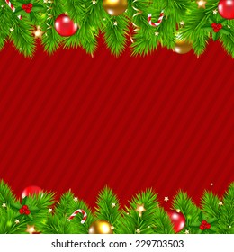 Retro Red Christmas Wall With Gradient Mesh, Vector Illustration