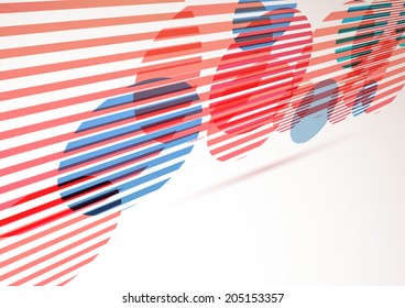 Retro red circles perspective abstract background. Vector illustration