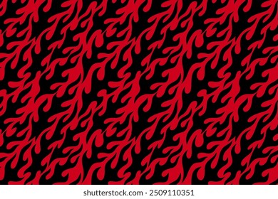 Modelo inconsútil rojo retro de la llama del fuego para la impresión en materia textil, envoltura, Anuncio, tarjeta. Modelo abstracto del fuego en el fondo negro. Modelo flameante de la vieja escuela. Modelo inconsútil de la llama estupenda