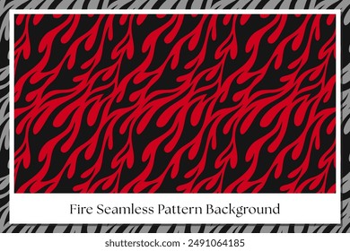 retro red fire seamless pattern for print on textile, wrapping,banner, card. abstract fire pattern on black background. old school flaming pattern. groovy flame seamless pattern