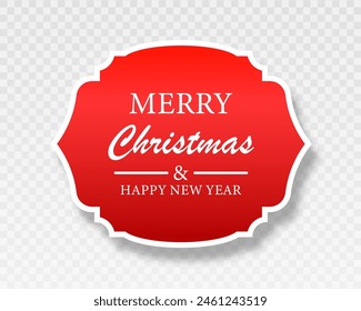 Retro red frame for Christmas banners. Merry Christmas and Happy New Year labels. Christmas card.
