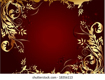 Retro red gold vector illustration