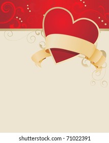 retro red heart with banner blank