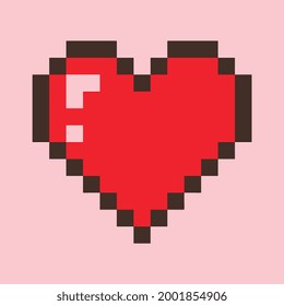 retro red heart with black border
