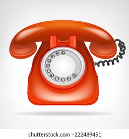 retro red phone with handset vector isolated illustration