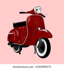 Retro red scooter. Vector illustration
